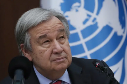 FILE - United Nations Secretary-General Antonio Guterres speaks to reporters during a news conference, in Baghdad, Iraq, March 1, 2023. AP/RSS Photo